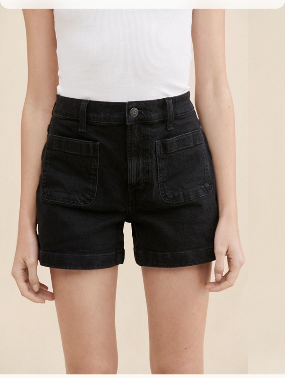 Madewell Black High-Rise Sailor Patch Pocket Jean Shorts Sz.27 NWT - Picture 2 of 7